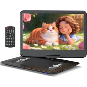 18" Portable DVD Player with 15.6"  Swivel Screen, 6 Hours Rechargeable , Large DVD Player Portable Support MP4, MKV Video & USB/SD Card/Sync TV, High Volume Speaker,  Regions