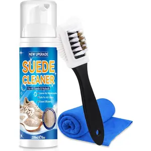 Suede Shoe Cleaner Kit, No-Rinse  Suede & Nubuck Cleaner, Removes Dirt & Stains, Gentle Sneaker Cleaner with Brush & Towel for Suede, Nubuck, Boots, 6.76oz