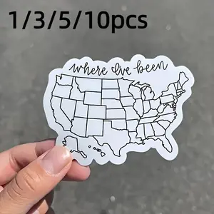 Usa Map Vinyl Sticker, Waterproof Colorable Decal for Travel Enthusiasts, Ideal for Cars, Phones, Laptops & Water Bottles