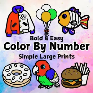 Color By Number Coloring Book Bold and Easy Simple Large Print: Beginner Designs for Kids, Teens, and Adults. Relaxing and Fun.