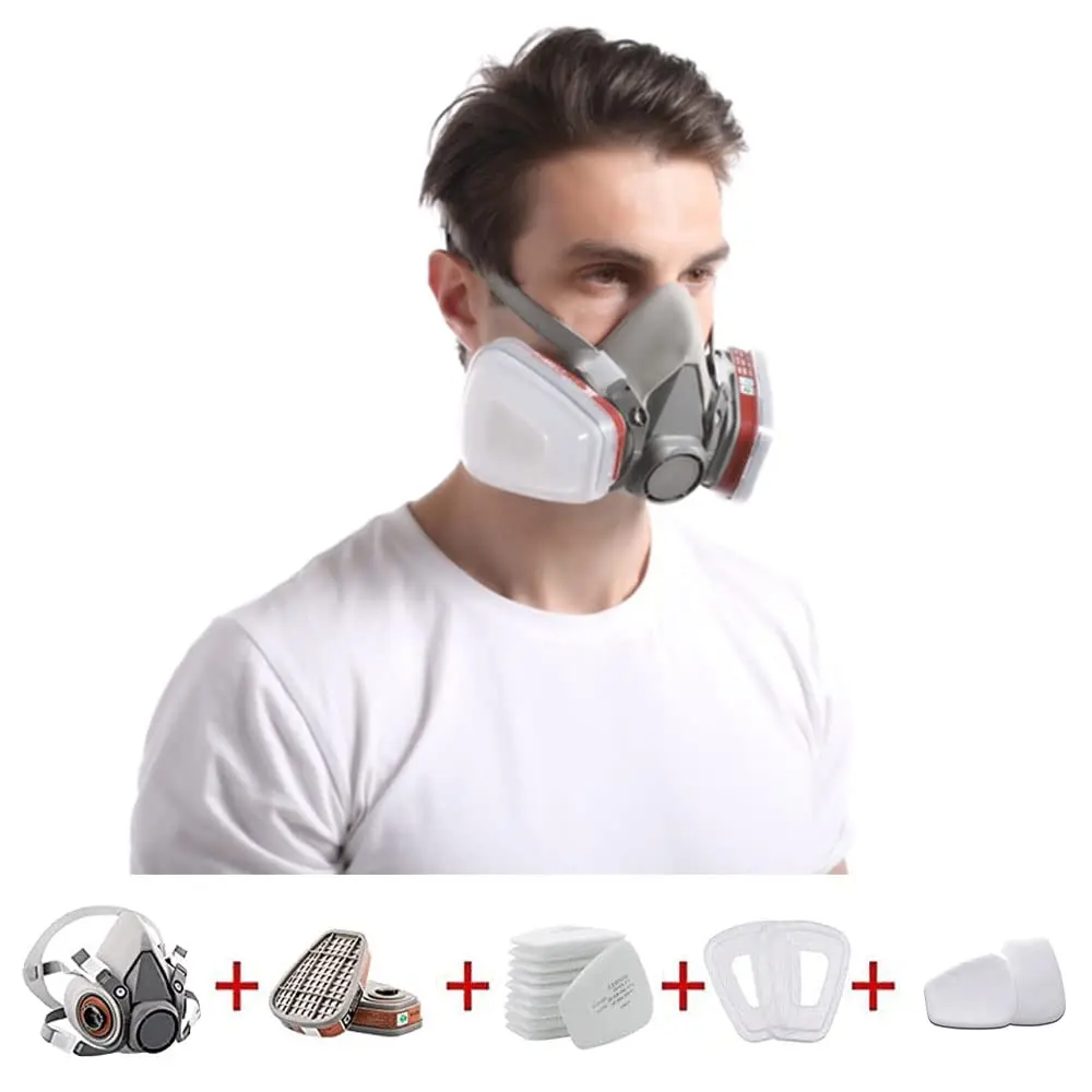 Reusable Half Cover Respirator Set, 1 Set 17 in 1 Face 6200 Gas Respirator Mask, Painting Welding Woodworking Work Protection Against Dust, Half Cover Respirator Mask Protective Mask Safety Gear Safety Equipment