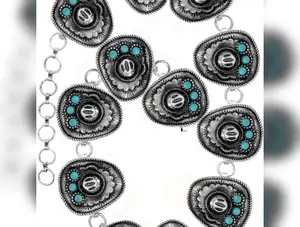Western Aztec Cowboy Hat Gemstone Chain Belt