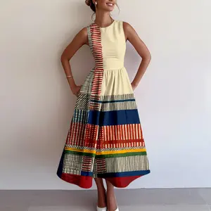 Ethnic Striped Printed Dress, Tube Top Mini dress, Geometric Abstract Style prints, Casual and simple women's clothing, Comfy dresses, Elegant, Maxi Shirt Dress, Colorblock