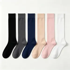6-Pair Knee-High Compression Socks (15-20mmHg) for Men & Women, Solid Color Breathable Support Stockings to Relieve Varicose Veins, Leg Fatigue & Swelling, Ideal for Nurses & Travel All-Day Wear