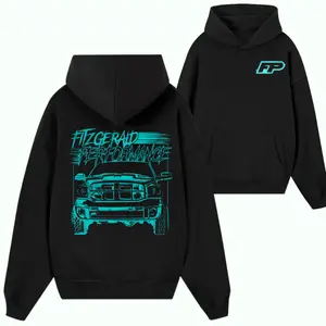 Fitzgerald Performance Ram FP Hoodie – Teal Neon Diesel Truck Graphic Pullover, Lifted Truck Streetwear for Men & Women, Mechanic Workwear, Diesel Performance Enthusiast Gift