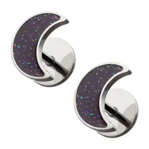 ComfyEarrings Enamel Crescent Moons - Secure Screw-On Flat Back Nap Earrings for 24/7 wear, 316L Surgical-Grade Stainless Steel