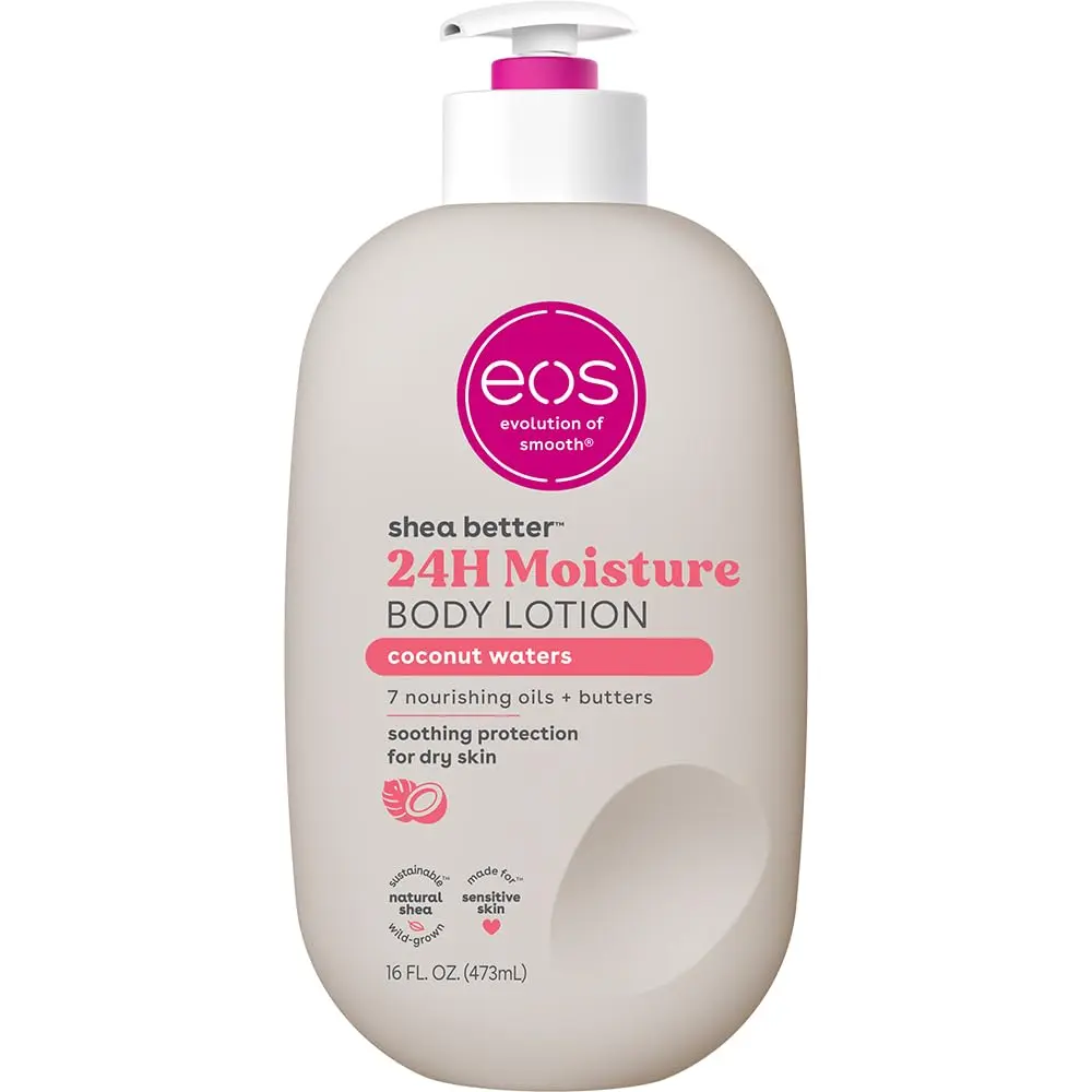eos Shea Better Body Lotion- Coconut Waters, 24-Hour Moisture Skin Care, Lightweight & Non-Greasy, Made with Natural Shea, Vegan, 16 fl oz