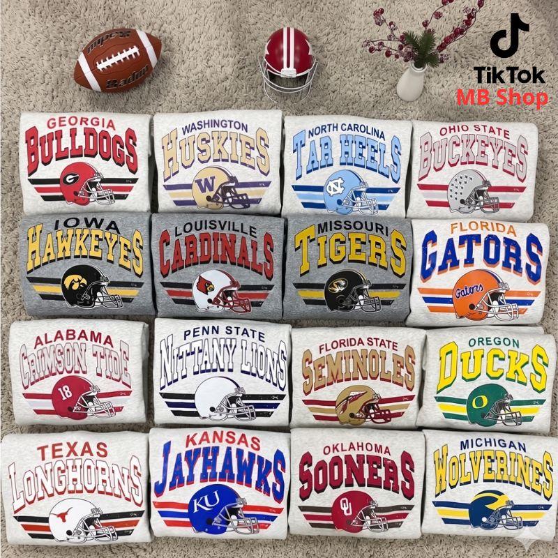 Custom Your Team, Vintage College Football Graphic Sweatshirt –  Ash Grey, Retro Varsity Sports Tee, Game Day Shirt, Unisex Football Fan Top, Campus Style Shirt – PTS