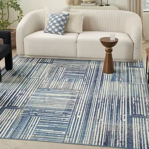 Nourison Grafix Polypropylene Abstract Stripe Indoor Rug - Home Decorative Rugs, Easy-Clean Machine-Washable Floor Mat for Living Room