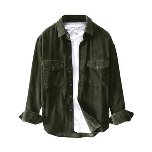 Kingapril Men's Corduroy Shirts Casual Lapel Collar Button Down Corduroy Shacket Jacket Overshirt Menswear