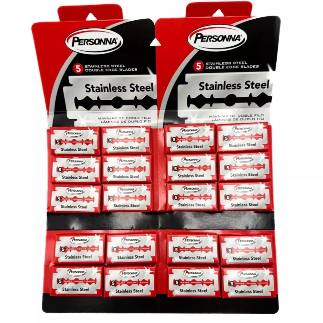 100 Blades Pack Personna Red Stainless Steel Double Edge Blades 2 sided shaving blades for safety razors
