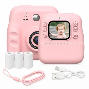 Children's Instant Print Camera, 2.4-inch HD Screen, Dual Cameras, 1080P Video Recording, Built-in Music & Games, Fun Photo Printing, Includes 3 Rolls of Paper + Lanyard, Colorful Design, Gift for Boys and Girls for Holidays and Birthdays