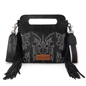 Wrangler Top Handle Crossbody Bag for Women Embroidered Boot Scroll Tote Bag Western Handbag