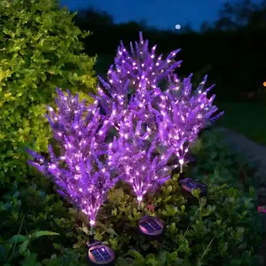 Solar Powered Lavender Light Garden Plant Lamp, Outdoor Lawn Atmosphere Plug-In LED Landscape Lighting, Solar Energy Efficient Decorative Lights