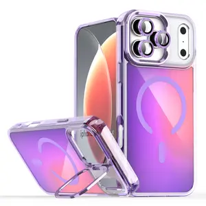 For iPhone 17 Pro Max/17 Air 16 15 Pro Max 14 13Pro/Plus Case,Gradient Magnetic Lens Holder Phone Case, Compatible with MagSafe, Cute Unique Aesthetic Design, Colorful Gradient Translucent Cover