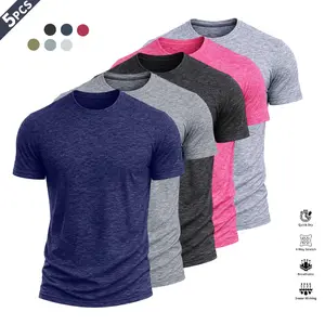 5-Pack Men's Quick-Drying Ice Crew Neck Shorts T-Shirt, Sports Short Sleeves, Camouflage Floral, Summer Essential