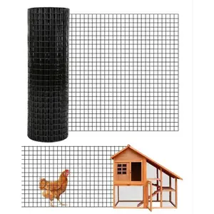 Hardware Cloth 1/2 Inch, 48 in x 50 FT Wire Fence Rolls 19 Gauge, Hardware Cloth for Poultry, Garden, Tree Guard & Chicken Coop, Double-Layer Hot-Dip Galvanizing After Welding, Black