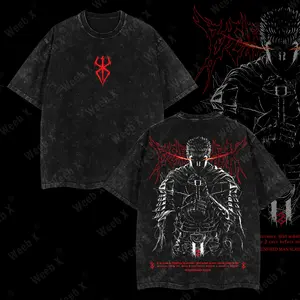 Weeb X Retro Heavy Limited Guts T-Shirt, Guts Berserk Beast Of Darkness Anime Clothing Double Printed Vintage Unisex Oversize Anime Manga Merch Washed Heavyweight Cotton T-shirt, Gift For Anime Fan anime merch