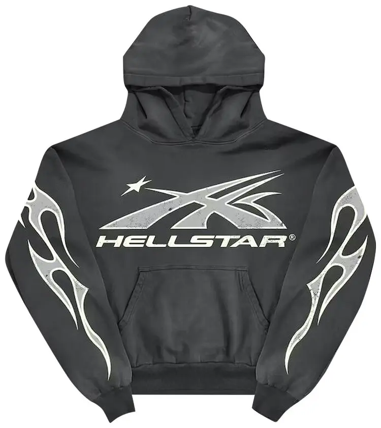 Men's Casual Hellstar Sports Gray Flame Hoodie Unisex 3D-Printed Hoodie