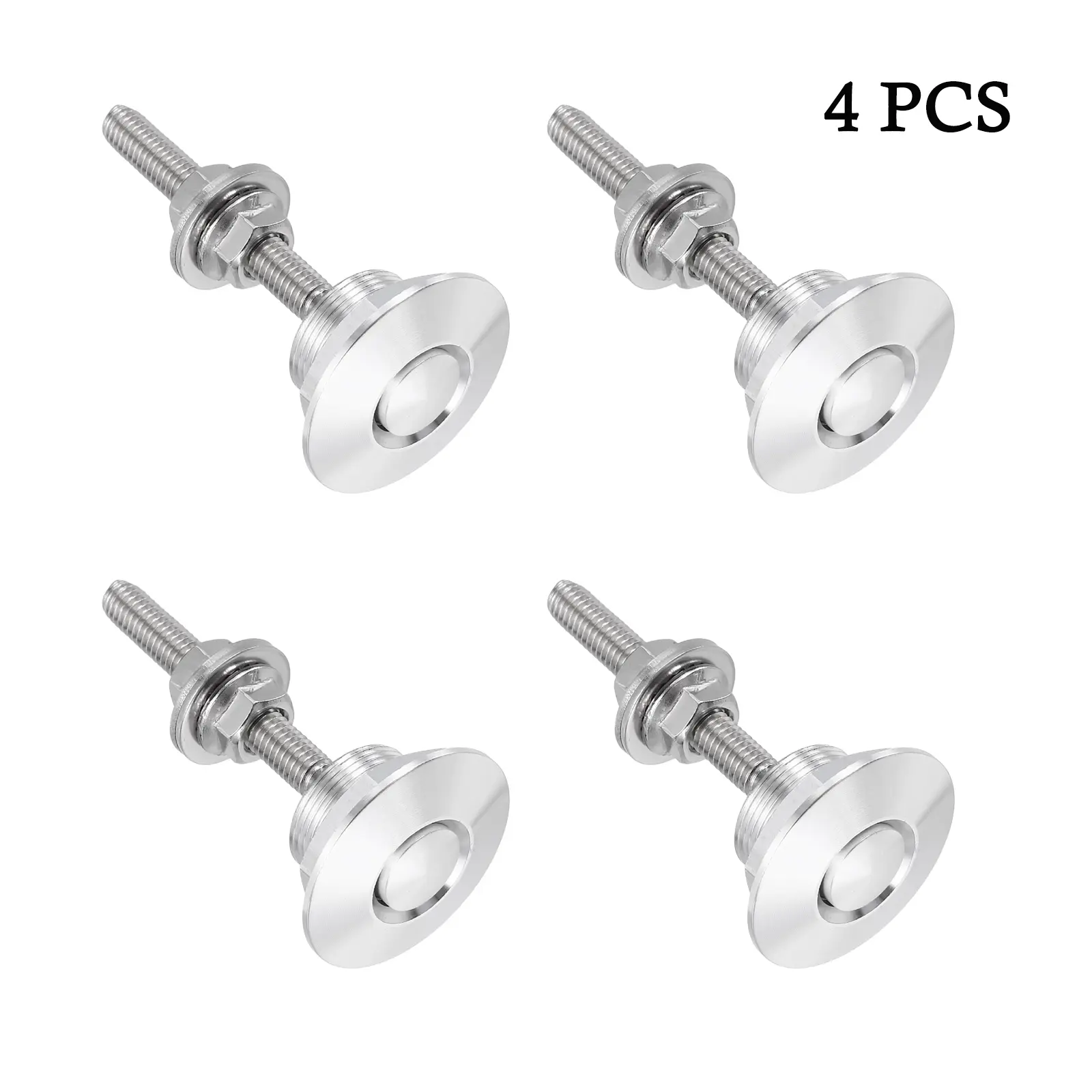1.26in Universal Quick-Release Lock Latches - 4Pcs Vehicle Hood Pins-Quick Release Lock Latch for Engine Hood, Bumper Hood and License Plate Button Bonnet, Silver