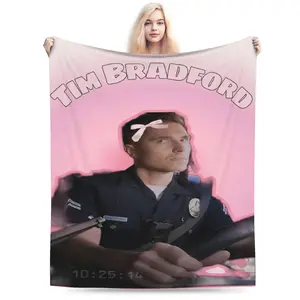 Tim Bradford Themed Fleece Blanket - Soft & Warm Flannel with Vibrant Anime Character Print, Pink Bow & 10:37 PM Time Stamp Design - All-Season Cozy Throw for Sofa, Bed, Office, Travel - Perfect Gift for Music Lovers, Home Decor Accessory, Playf 159
