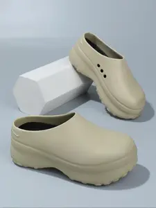 Women's Sporty Plain Color Platform Round Toe Clogs, Lightweight Fashionable EVA Slip on Shoes, Casual Comfortable Sports Sandals for Daily Wear, Non Slip Clogs