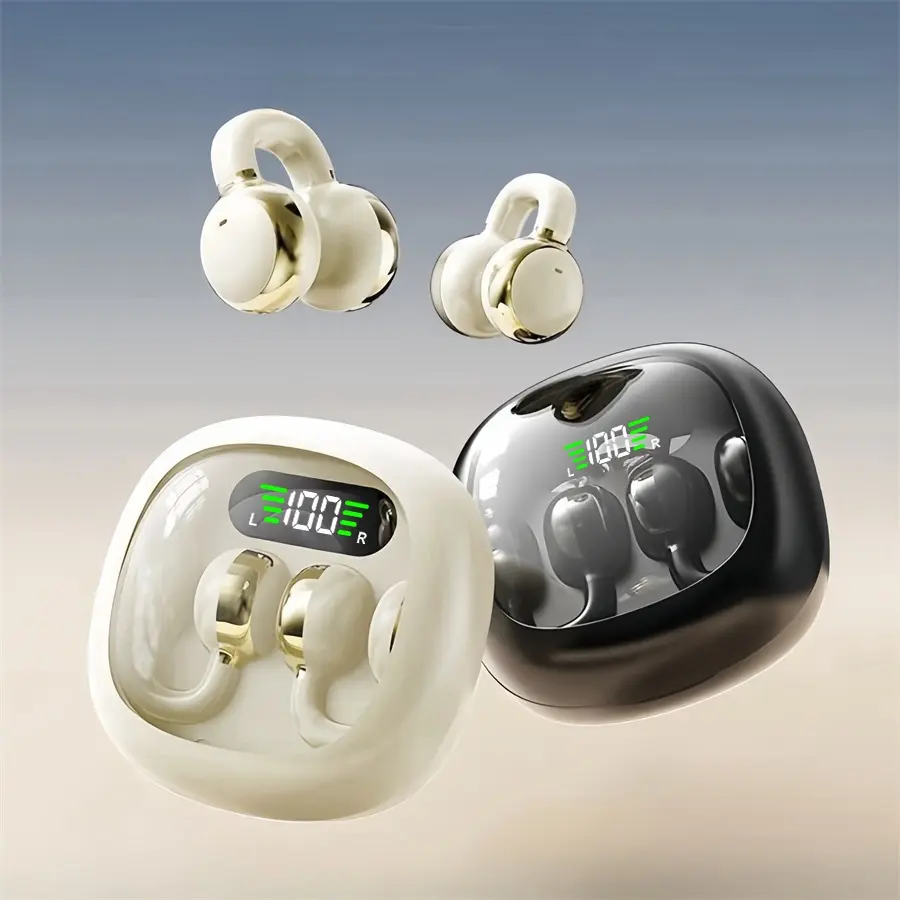 Wireless Earphone, Open-ear Design Earphone with LED Display, Rechargeable Bluetooth-compatible Earbuds for Sports Running, Audio, Electronic, Flex Open Earbuds