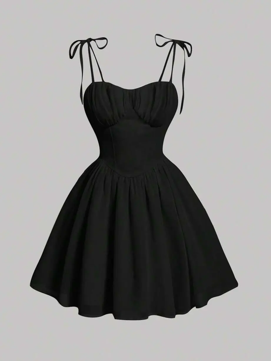 MOD Solid Ruched Bust Cami Dress