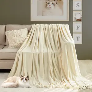 Kasentex Large Channel Weave Tasseled Throw Blanket - OEKO-Standard 100 Certified, Hypoallergenic, Breathable Soft Chenille Fleece, Fluffy, Lightweight Cozy, Machine Washable, Soft Lightweight Christmas Gift for Couples, Fluffy Blanket, Lightweight Cozy B