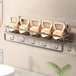 Suction Cup Shower Shelf, Wall Mounted Shampoo and Soap Organizer, Durable Space Saving Shelf, Rust-proof Floating Shelf for Bathroom Storage, Bathroom Organization