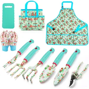 Garden Tools Set  10 count Heavy Duty Floral Garden Tool Set Gardening Gifts for Women Men Birthday Rust-Proof  Garden Hand Tools Gardening Kit with Tote Bag Apron Glove