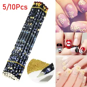 Nail Rhinestone Pickers, Self-Adhesive Wax Pencil, Diamond Dotting Pen, Nail Art Resin Gem Tools, 5/10pcs Random Colors