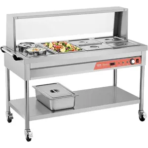 VEVOR 4 - Pan Commercial Food Warmer, 4x 1/2 Pans Electric Steam Table, 1500W Professional Buffet Catering Food Warmer with Undershelf, Stainless Steel Server for Restaurant Party HotelVEVOR Super Brand Day