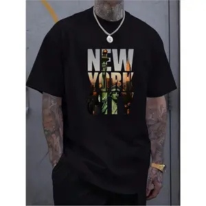 Men's Summer Round Neck Short Sleeved Casual-Shirt Print New York Cotton Short-Sleeved T-Shirt