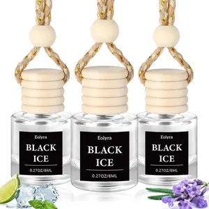 Hanging Car Air Freshener (Pack of ) : Luxury Car Perfume for Women Men |   Cute & Reusable Bottle with + Days LongLasting Fragrance Oil Diffuser, Black ice