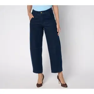 Carla Rockmore Collection Petite Barrel Leg Jean- Indigo