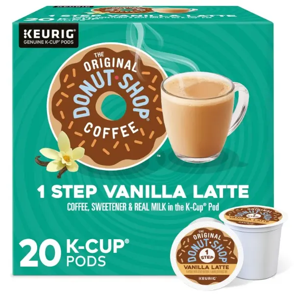 Vanilla One-Step Latte, Single Serve Coffee K-Cup Pod, Flavored Coffee, 20 Count