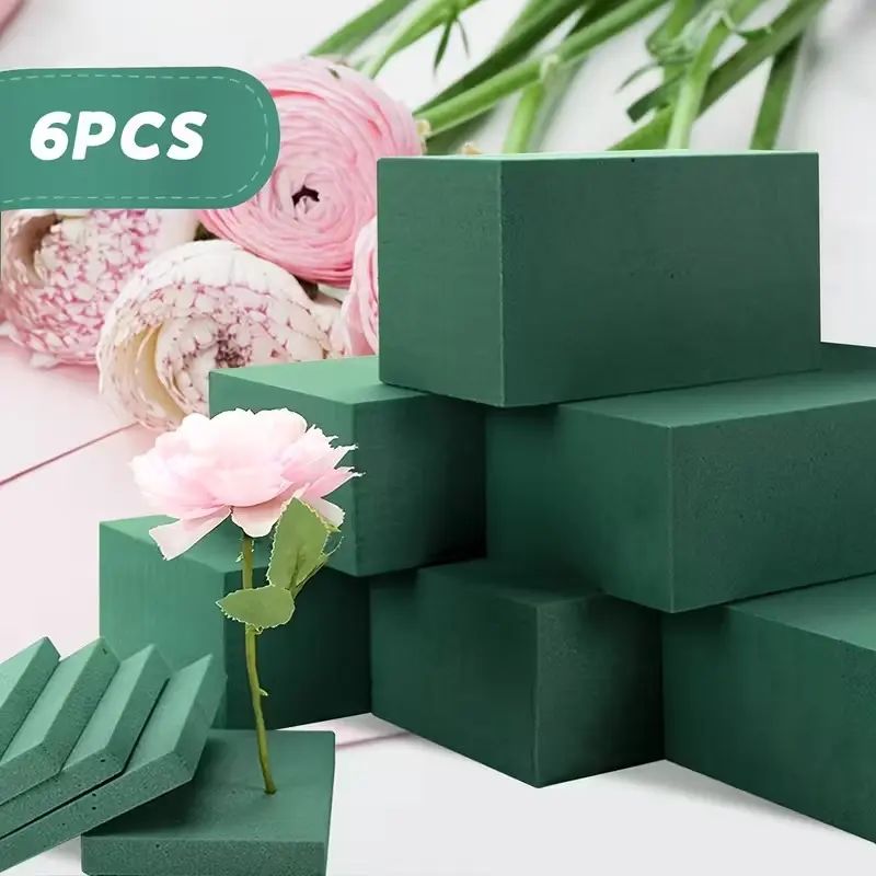 6 Pcs High Density Floral Foam Blocks, Wet & Dry Green Floral Foam Bricks, Premium Absorbent Flower Arrangement Foam, Small Size 5.5×3.1×1.7 Inch, Perfect for Wedding, Birthday, Home Office Garden Decor, DIY Floral Craft & Party Decoration Supplies tiktok