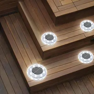 4/8 Solar Floor Lamp Waterproof IP55 Outdoor LED Disc Light, ABS Diamond Lampshade, Very Unique And Beautiful, Waterproof Solar Courtyard Light, Upgraded Outdoor Garden Waterproof Bright Floor Light, Suitable For Landscape Lights On Paths, Courtyards