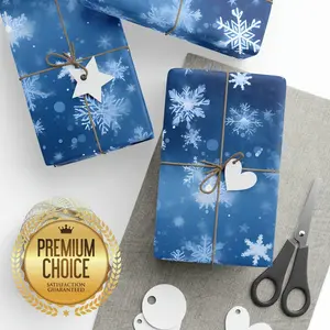 Snowflake Icy Wrapping Paper Rolls, Elegant Frozen Gift Wrap, Winter Snowfall Gift Wrap, Christmas Holiday Winter Snowflake Scrapbook Paper