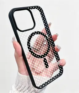 Cute Transparent White Dot Fashion Cellphone Casing for Girls, Shockproof Handheld Phone Accessory with Lens Protection & Wireless Charging Compatibility for iPhone 16 Pro Max/16 Plus/16 Pro/16, 15/14/13/12/11 Devices