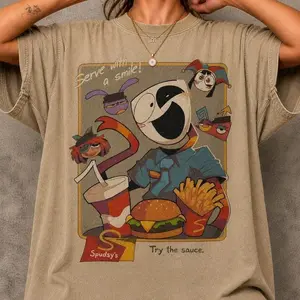 Circus Spudsy's Shirt, Gangle Jax Fast Food Graphic Tee, Retro Animation Gift