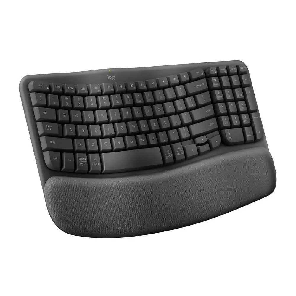 Logitech Wave Keys Bluetooth Keyboard - Black: Ergonomic Design Wrist Rest