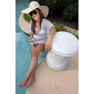 212 MAIN ENV00300 Adjustable White Pool Stool - UV Resistant, Easy Remove, Poolside Seating, Spa Accessory, Aquatic Fitness Swimming Pool Furniture