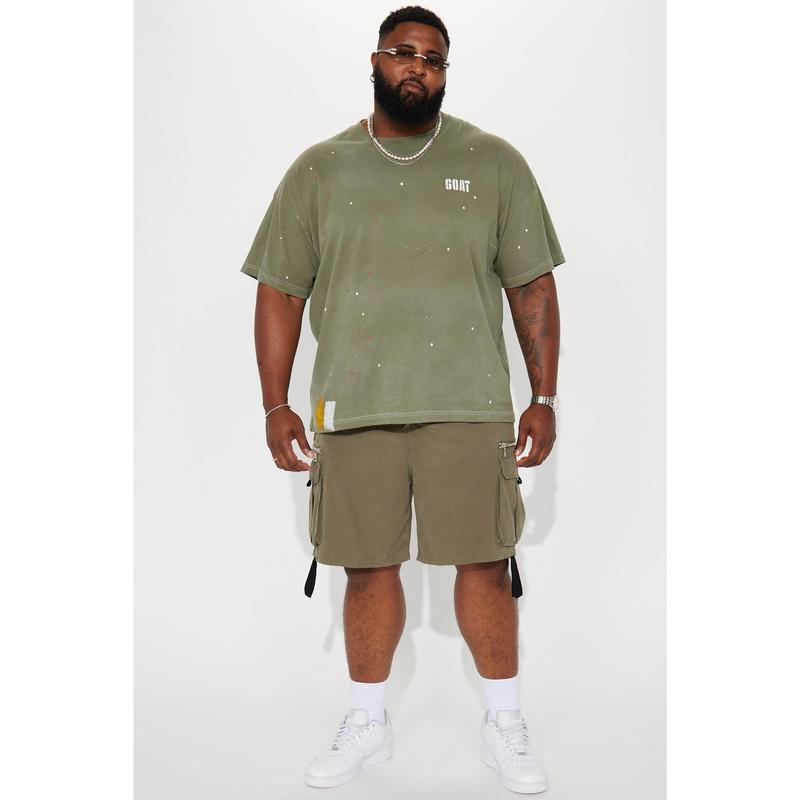 GOAT Paint Splatter Oversize Short Sleeve Tee - Olive