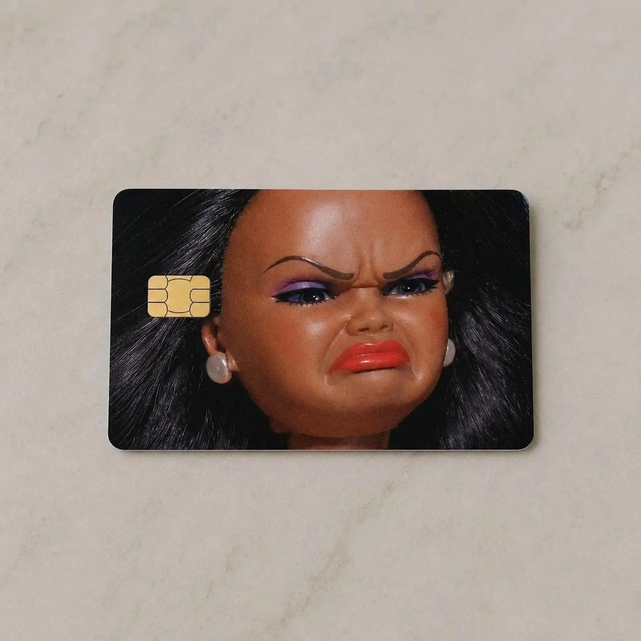 Funny Doll Credit Card Skin, Meme Card Sticker, Reaction Face, Gift for Friend
