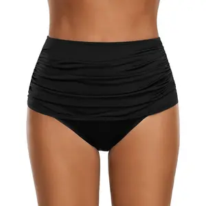 Women's High Waisted Swim Bottom Ruched Bikini Tankini Bottoms Tummy Control Swimsuit Briefs
