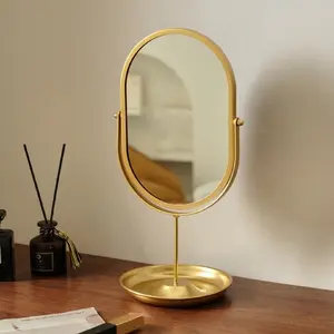 Makeup Mirror for Vanity Table Oval Shape High Definition Desktop Mirror  for Dorm Room Home Bedroom Girls Women Home Decorative Mirror