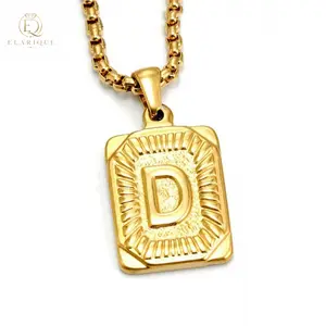 Elarique 18K gold-plated necklace with square double-sided 26 English letter pendants, suitable as a gift for couples, men and women, for daily wear