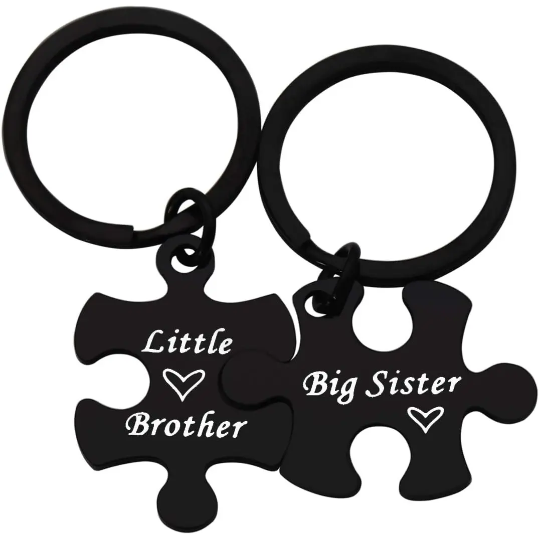 Sister Brother Keychain Set Big Brother Gifts Little Sister Gifts Sibling Puzzle Keychain Family Jewelry